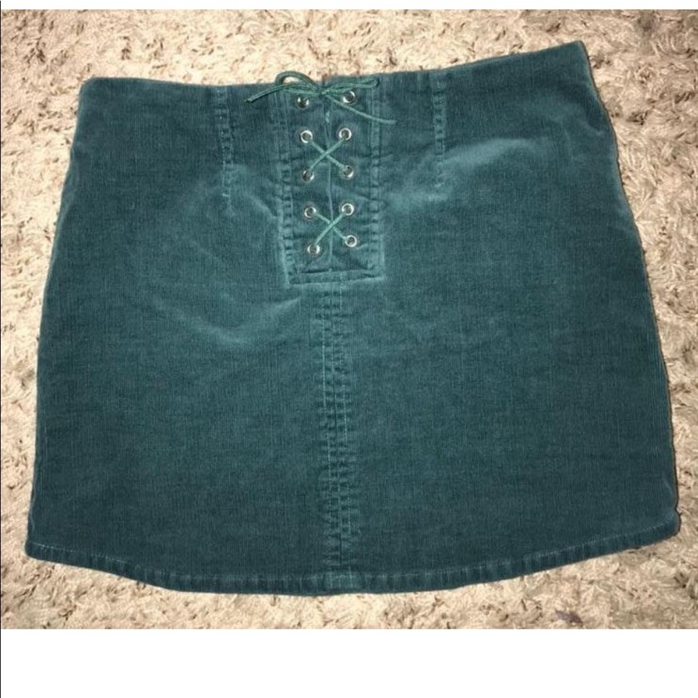 Green Lace Up Skirt